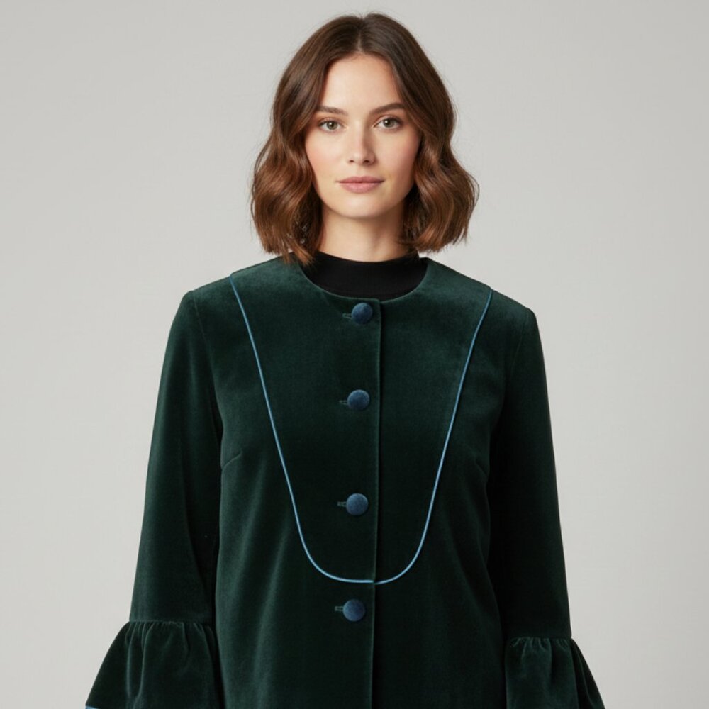 WEARITBE Women's Jacket Blazer Green Velvet Velour Size Large NWT